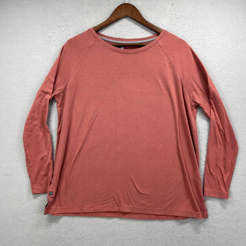 Free Fly Bamboo Raglan Long Sleeve Shirt Mens M Pink Salmon Casual Outdoor